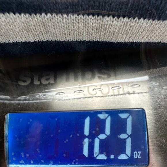 Saint James Dress Womens 8 Navy Cream Striped Short Sleeve V Neck Quiet Luxury - Picture 15 of 16